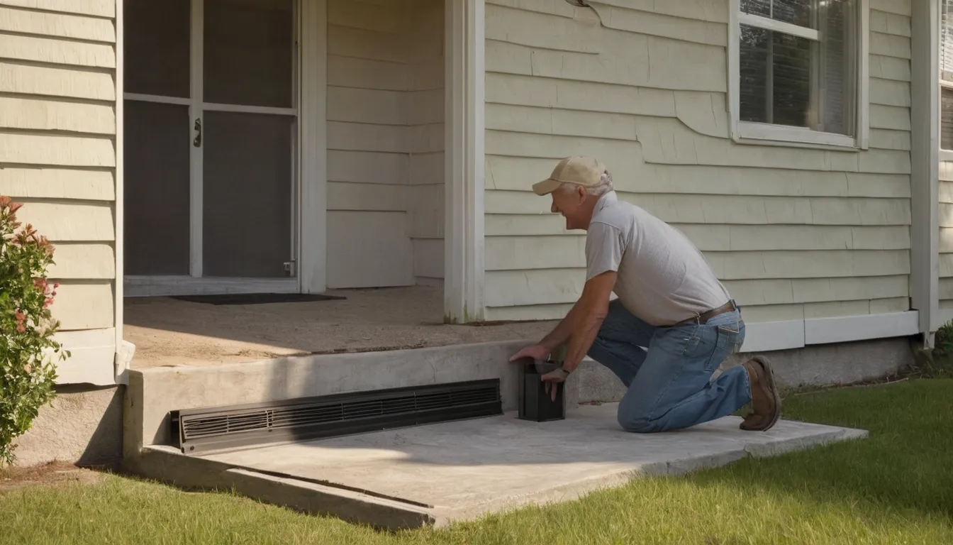 A provider checking a vent on an older bungalow in the Moreno Valley area